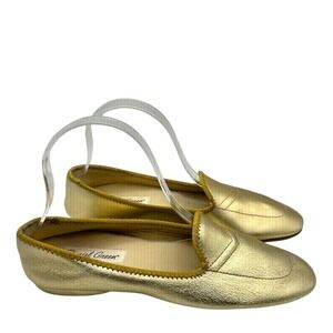 Daniel Green Vintage Gold Metallic Split Leather Loafer Flats Women's Size 6.5 N
